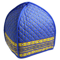French Provence teapot cover (Lourmarin. blue x yellow)
